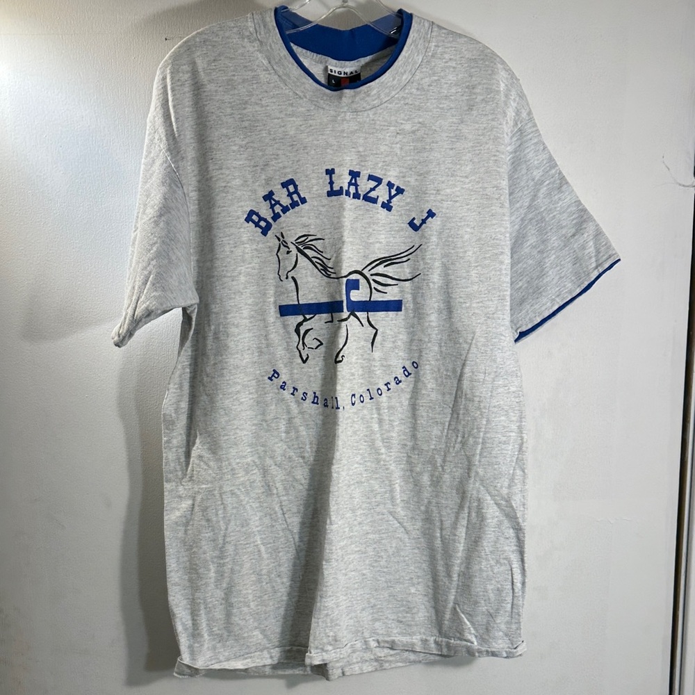 Bar Lazy J Vintage Signal Sports Gray T-Shirt Men’s sz Large